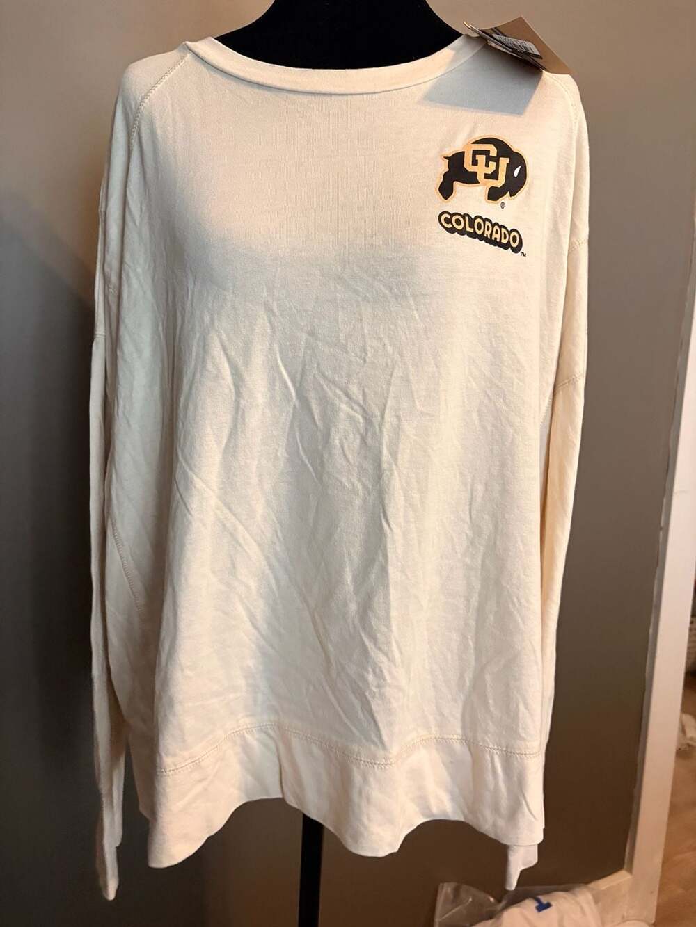 Rivalry Threads University of Colorado Buffaloes Cream Long Sleeve Crew Neck T-S